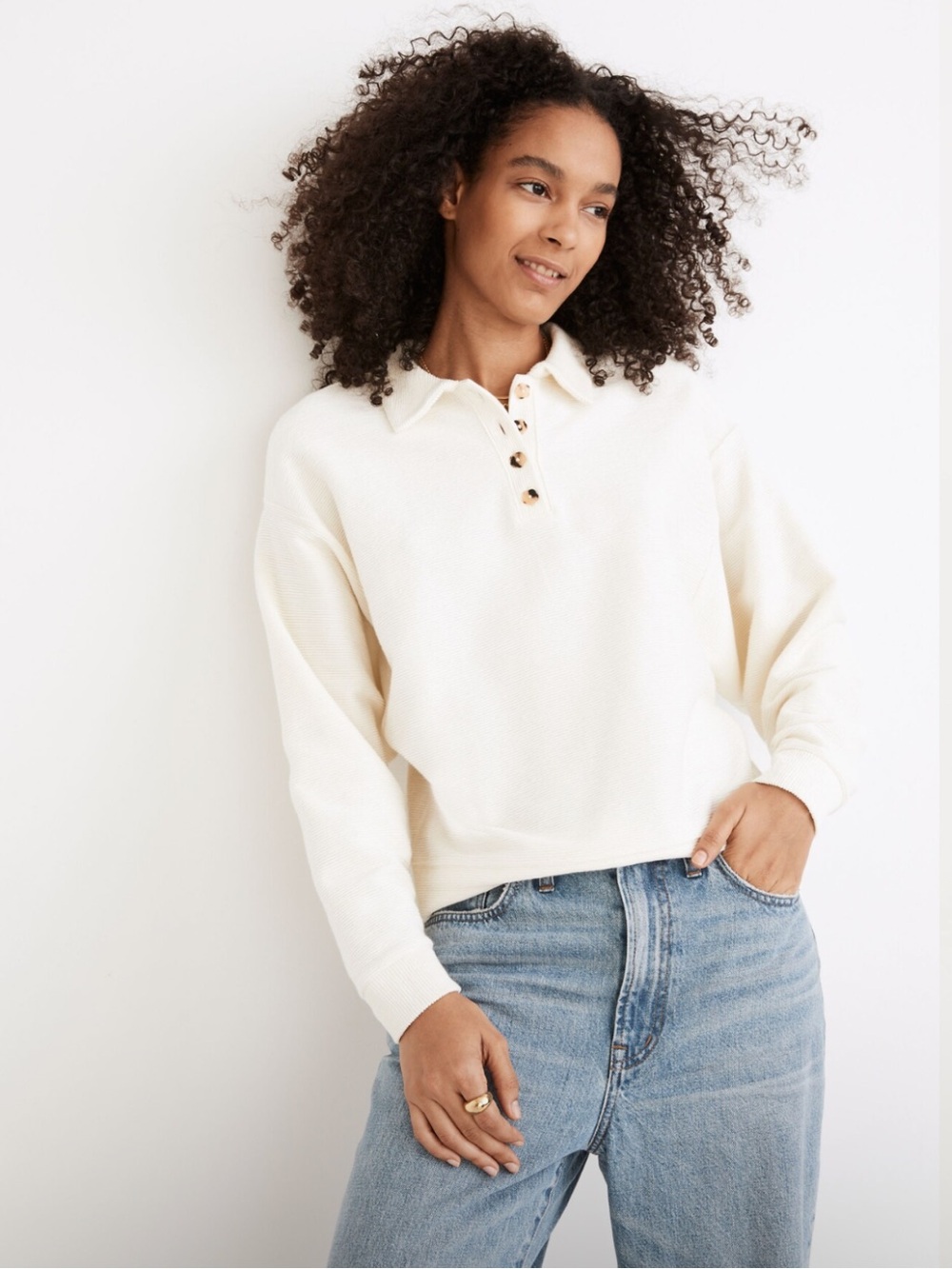 Madewell Ottoman Jacquard Polo Top